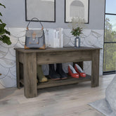 Aria Storage Table, One Extendable Table Shelf, Four Legs, Lower Shelf -Dark Brown