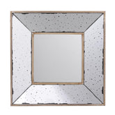 Aurora 12 Inch Square Wall Mirror, 3 Dimensional, Speckled Off White and Brown