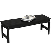 47" Outdoor Bench Seat, HDPE All-Weather Garden Bench, Backless Slatted Patio Bench for Yard, Porch, Park, Black