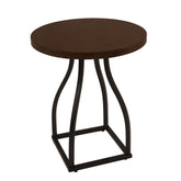 Apollo Accent Table, 20 Inch Round Wood Laminate Top, Black Metal Base