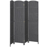 Folding Room Divider Screen 4 Panel 5.6 ' Tall Privacy Screen Freestanding Room Partition for Home Office, Charcoal Gray