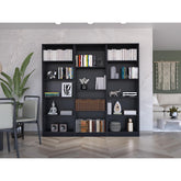 Crown 3 Piece Home Bookcase set, 74" Wide with 14 Shelves , Living Room Set Set Black