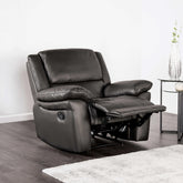 Black Finish Transitional Manual Recliner Chair Pillow Arms Welt Trim Primary Living Room