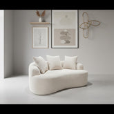 65.35" Curved Loveseat Sofa with Pocket Spring Cushions for Soft Seating, Small Space Couch with 3 Throw Pillows, No Assembly Needed, Beige