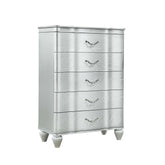 Millennium Traditional Style 5-Drawer Chest With metal drawer pulls Made with Wood in Silver