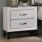 Aura Tone Design 1pc Nightstand Two Drawers Wooden Legs White Finish Bedroom Furniture