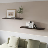 Dark Oak Floating Shelf in Melamine, Set of 2