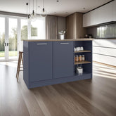 Archive Kitchen Island, Three Open Shelves, Two Cabinets Doors With Interior Storage Option, Floorstanding Island, Kitchen Organizer And Decor