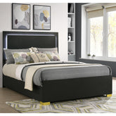 Treasury Black Wood Full LED Panel Bed