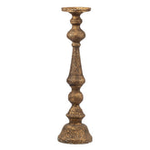 Nirvana 24 Inch Pillar Candle Holder, Antique Brass Metal, Turned Pedestal