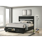 Nebula Black Queen Storage Panel Bed