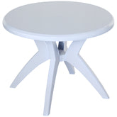 Patio Dining Table with Umbrella Hole Round Outdoor Bistro Table for Garden Lawn Backyard, White