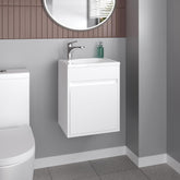 Apex Wide Floating Bathroom Vanity, Resin Sink Compact Wall-Mounted Design With One Door Cabinet, White