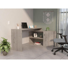 Odysseus 2-Shelf L-Shaped Writing Desk Light Gray
