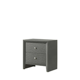 1pc Contemporary Modern 2-Drawer Nightstand Round Knobs Bedroom Wooden Furniture Gun Metal Gray Finish