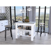 Crest 3-Shelf Kitchen Island White and Ibiza Marble