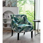 Versatile Upholstered Side Chair, Solid Wood Frame with Recessed Arms, Tapered Front Legs and Flared Back Legs, Foam & Sinuous Springs Cushioned Accent Chair for Entryway Bedroom Dining Room