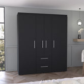 Planet Wardrobe, Multi-Section Storage with Hanging Rods, Shelves, and 2 Drawers