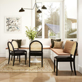 Neptune 18.5" Curved Resin Cane Rattan Side Dining Chair, Set of 2, Ebony Black Boucle