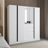 Hestia 1,80 Armoire With Double Doors, Hanging Rod And Interior Shelves, White