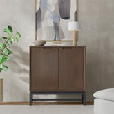 Sanctuary 39 inch Wide Solid Wood Medium Storage Cabinet in Walnut Brown