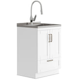 Melody - Deluxe 24" Laundry Cabinet with Pull-out Faucet and Stainless Steel Sink - White