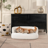 Orestes 36" Curved Dog Sofa Bed, Medium, Ivory White Boucle