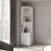Star Being Corner Bar Cabinet, Glass Rack, Double Door Cabinet, Eight Built-In Wine Rack, White