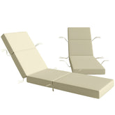 Set of 2 Chaise Lounge Cushion, 4" Thick Outdoor Lounge Chair Cushions with Ties for Patio, 21" x 72 ", Cream White