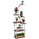 Plant Stand Indoor, 8 Tier 62" S-Shaped Plant Shelf, Corner Plant Rack for Multiple Plants, Carbonised Finish