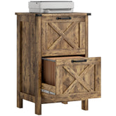 Vertical File Cabinet with 2 Drawers, Rustic Farmhouse Office Storage Cabinet for A4, Letter Size, Rustic Brown