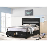 Story Black Full Storage Panel Bed