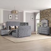 Vertex Modern Style Tufted and Upholstered Queen 4PC Bedroom set made with wood in Gray