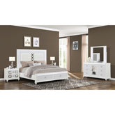 Hades Modern Style Queen 4Pc Bedroom Set Made with wood, Footboard Drawers and LED in White