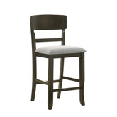 2pc Transitional Upholstered Counter Height Dining Chair Bar Stools Brown Finish Wooden Furniture