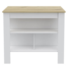 Crest 3-Shelf Kitchen Island White and Light Oak