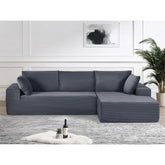 Moon Convertible Sectional Sofa in Soft Corduroy, Modern Comfy Couch with Full Foam Cushioning, Cozy Sleeper Sectional for Living Room, Bedroom, No Assembly Required, Dark Gray - Right Facing