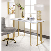 Aria White & Gold Finish Writing Desk