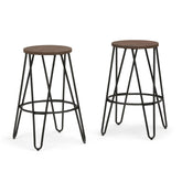 Melody - 26" Metal Counter Height Stool with Wood Seat (Set of 2) - Cocoa Brown / Black