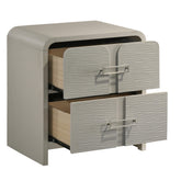 Lyric Modern 2-Drawer Nightstand with Textured Front, Metal handles and Ball Bearing Glide System in Beige