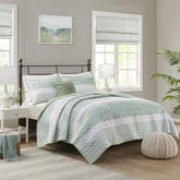 Harmony 4 Piece Seersucker Quilt Set with Throw Pillow