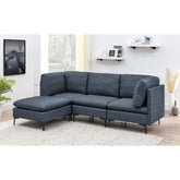 Linen Upholstered Modular Sectional with Metal Legs
