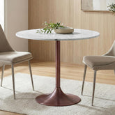 Infinity 36 inch Wide Genuine Marble and Iron Contemporary Dining Table in White/Antique Copper