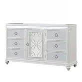 Hades Modern Style 6 Drawer Dresser Made with wood, Metal Drawer Pulls and LED in White(Includes Dresser Only - Mirror not included)