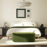 Tale 49" Upholstered Oval Storage Bench, Olive Green Performance Velvet