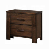 Classic Oak Finish Nightstand with Two Drawers Wooden Bedroom Furniture 1pc