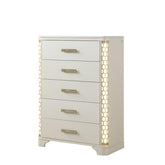 Lyric 5-Drawer Chest with side LED Lightning made with Wood in Beige