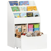 Kids Bookcase Multi-Shelf Book Rack with Mobile Drawer for Books, Toys, White