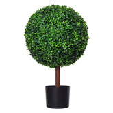 23.5" Artificial Boxwood Topiary Ball Tree, Fake Decorative Plant, Nursery Pot Included for Home, Balcony, Backyard and Garden