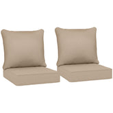 Patio Chair Cushions Set of 2 with Seat & Backrest, Fade Resistant Seat Replacement Cushion Set, Beige